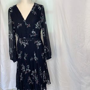 Navy floral midi dress